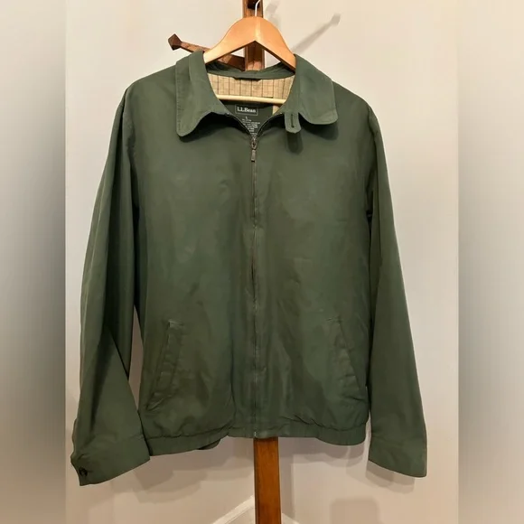 Vintage L.L. Bean Men’s Large Tall Olive Green Zip Up Jacket - Picture 1 of 5